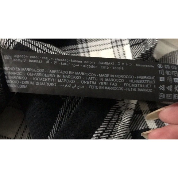 Zara Womens Black White Plaid Flannel Shacket Oversized Relaxed Fit Button Up S - Picture 10 of 10